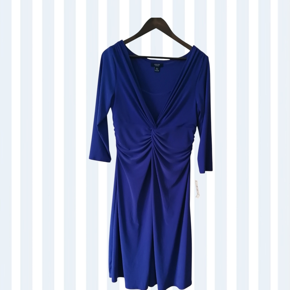 Chaps Long Sleeve Dress in Deep Blue - Picture 2 of 8